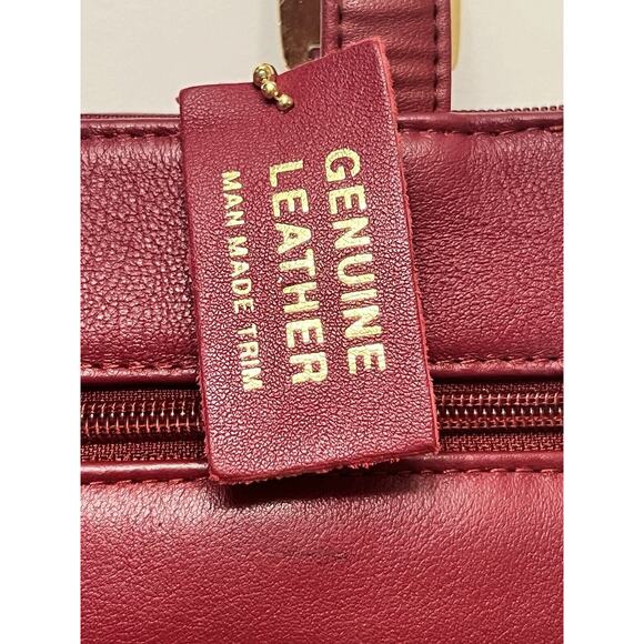 Vintage Laura Scott Red Shoulder Handbag Genuine Leather Pockets Purse - Picture 6 of 11